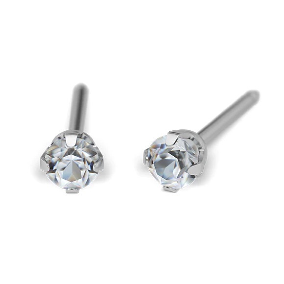 Studex Stainless Steel 3MM April Crystal Ear Piercing Earrings - Picture 2 of 6